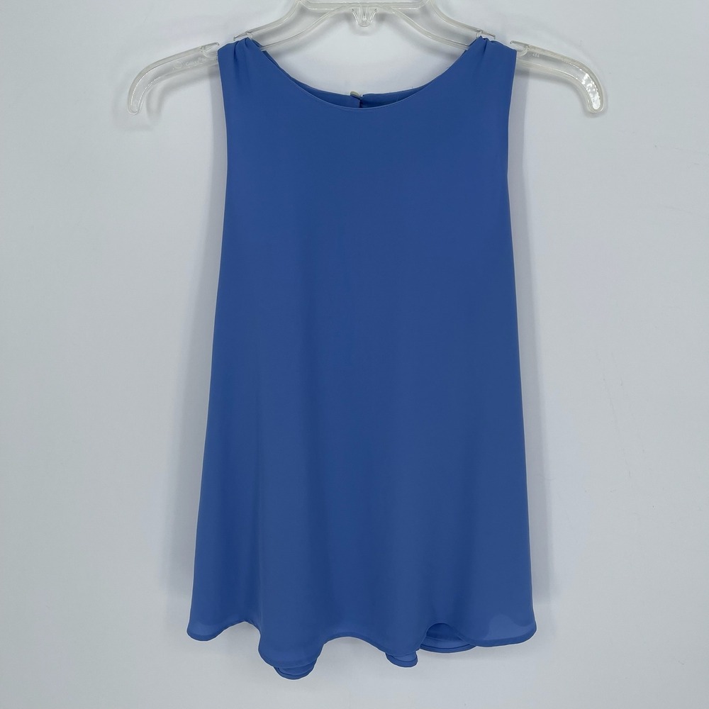 LOFT Women's Blue Ruffle Back Sleeveless Chiffon Blouse Size XS